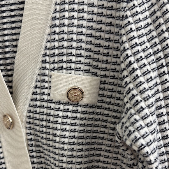 Navy and White Cardigan with Cream Accents - Picture 3 of 6